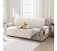 BellaHills Funda Sofa 3 Plazas,100% Funda Sofá Impermeable,Protector para Sofás,con Correas elásticas, para Mascotas Cubre Sofa, Beige