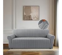 BellaHills Funda Sofa 3 Plazas, Fundas Ajustables,Fundas Sofa Elasticas, Tela Antiarañazos para Gatos, Ajuste Fundas Sofas,1 Pieza,Gris