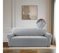 BellaHills Funda Sofa 3 Plazas, Fundas Ajustables,Fundas Sofa Elasticas, Tela Antiarañazos para Gatos, Ajuste Fundas Sofas,1 Pieza,Gris Claro