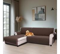 BellaHills Funda Sofá Chaise Long 3 Plazas Linke (247CM) Protector Sofá Acolchado Reversible Universal Cubierta Sofá Repelente al Agua Arañazos y Pelos Marrón