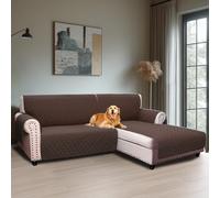 BellaHills Funda Sofá Chaise Long 3 Plazas Rechte (205CM) Protector Sofá Acolchado Reversible Universal Cubierta Sofá Repelente al Agua Arañazos y Pelos Marrón