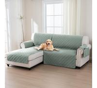 BellaHills Funda Sofa Chaise Long,Funda 2 Plazas,Fundas Sofa Chaise Longue Brazo Izquierdo,100% Sofá Impermeable Forma de L 205 cm,Verde Claro