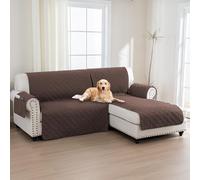 BellaHills Funda Sofa Chaise Long,Funda Sofa 2 Plazas,Funda Sofá Chaise Longue Acolchado Brazo Derecho Forma de L 205 cm,100% Funda Sofá Impermeable,Marrón Oscuro
