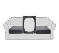 BellaHills Fundas de cojín modulares elásticas de Terciopelo, Protector de cojín de Asiento de sofá con Parte Inferior elástica (3 Piezas, Gris)