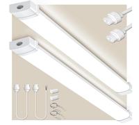 Bellanny 120CM Pantalla LED Lineal Tubos integrado 40W 4000LM Conectables Fluorescente Luminaria Led, 4500K Blanco neutro IP65 Lámparas Batten Light para Oficina Garaje Taller Sotano Baño Cocina,2Pcs
