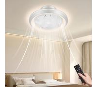 Bellanny 75W Lampara de techo con Ventilador | 360° Rotación Ventiladores Techo con Luz, Φ49CM 3000K-6500K Plafon LED, 6 Velocidades,Tempor, Silencioso, Ceiling light Fan para Dormitorio Salon Cocina