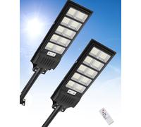 Bellanny Farolas Solar Exterior 500W, Luz blanca fría 6500K Focos Proyector LED con sensor de movimiento, Impermeable IP65 Farola Potente, Luz de Seguridad para Patio Aparcamientos Calle Jardin,2Pcs