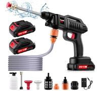 Bellanny Hidrolimpiadora sin Cable | 21V 60 Bar/ 870 PSI Limpiadoras a presión exterior | Pistola de agua a presión,Pulverizador de Espum,2 batería,3 en 1 Boquilla,5m Manguera, para Coche,Suelo,jardín