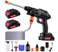 Bellanny Hidrolimpiadora sin Cable | 21V 60 Bar/ 870 PSI Limpiadoras a presión | Pistola de Agua a presión | Pulverizador de Espum, 2 batería,3 en 1 Boquilla,5m Manguera,Cubo,para Coche,Suelo,Patios