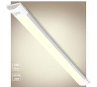 Bellanny LED Fluorescente 30cm, 10W 1200LM Lámpara LED de Techo, 3000K Blanco Cálido Neon Led Tubo, IP40 130°Ángul Luz de Garaje, LED Batten Light para Sala Oficina Taller Almacén Baño Cocina Barra