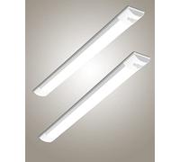 Bellanny LED Fluorescente 60cm 20W 2400LM Lámpara LED de Techo, 4500K Blanco Neutro Neon Led Tubo, IP40 130°Ángul Luz de Garaje, LED Batten Light para Sala Oficina Taller Almacén Baño Cocina Barra,2pc