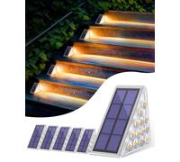 Bellanny Luces Solares Led Exterior Jardin, 6Pcs Luz de Escalera, IP65 Impermeable Luz Solar Terraza Exterior, 3000K Blanco Cálido Luz de Caminos, para Escalones Valla Patio Terraza Canalón Decoración