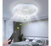 Bellanny Plafon LED con Ventilador | 70W 3000K-6500K Lampara de techo | Ø48cm Ventiladores Techo con Luz y Mando,6 Velocidades, Timable Ceiling Fan with light Silencioso para Dormitorio Cocina Salon