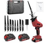 Bellanny Sierra Sable, 21V Sierra de sable Electrica, 1280W 0-4000RPM Velocidad Variable Sierra alternativa inalámbrica con 2 Baterías y 8 Hojas, Serrucho con Luz LED para Cortar Madera,Metal,Naranja