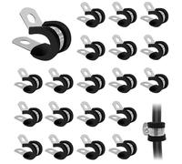 Bellanova 20 Piezas Abrazaderas de Tubo de Acero Inoxidable 304, 6/8 / 10/12 mm, Clips P con Inserto de Goma, Abrazaderas para Cables y Arnés de Cables (10 mm)