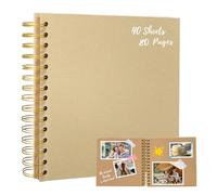 Bellanova 8 Pulgadas Album Scrapbook en Espiral, 20.5×20.5cm Álbum de Fotos para Pegar y Escribir, Cubierta Kraft, 40 Hojas 80 Páginas, DIY Cuaderno de Diario, Cuaderno de Dibujo (Caqui)