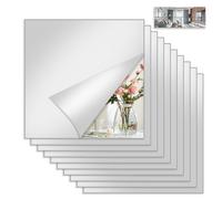 Bellanova Juego de 4/10 Láminas Espejo Adhesivo AcríLico, Espejos Adhesivos de Pared Cuadrados de 20x20 cm, Instalación sin Taladro para Decoración de Pared (10)