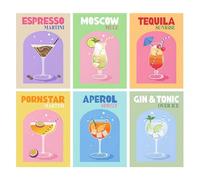 Bellatoi 6 Pcs Diamond Painting Cocktail, 5D Pintura de Diamante para Adultos y Niños, Cuadro Diamantes para Decoración de Dormitorio y Sala de Estar