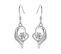 Belle - Pendientes de temperamento para mujer, aretes largos de corazón, colgante de moda, eterno, tres piercings, talla única, Cobre, Sin piedra preciosa