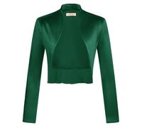 Belle Poque Top Bolero Shrug de Algodón con Encaje Vintage de Manga Larga con Frente Abierto para Mujer, verde oscuro, XX-Large