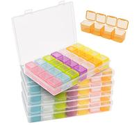 BELLE VOUS 140piezas Pack de 5 Caja para Abalorios de Plástico Contenedores Organizador Multicolor Envases para Cosmetica, Pintura de Puntos, Bordado, Joyas, Nail Art, Cuentas Manualidades