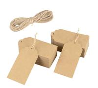Belle Vous 200x Etiquetas de Papel Kraft - Tarjetas Personalizadas DIY de 5 x 10 cm con 6m de Cuerda de Yute para Comunion Reyes Magos Boda San Valentin Bautizo