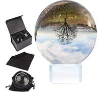 Belle Vous Bola de Cristal K9 80mm - Bola Cristal Fotografia 8cm, Bolso Terciopelo, Paño Microfibra y Caja de Regalo - Esfera Lente Transparente Decoración Oficina, Meditar, Curación