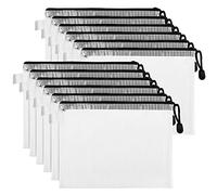 Belle Vous Bolsas de Plastico Transparente de Malla (Pack de 12) Bolsas Zip A4 - Carpeta Portadocumentos Impermeable Multiuso para Viajes, Organizar Cosméticos, Papelería/Escolares