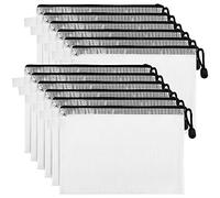 Belle Vous Bolsas de Plastico Transparente de Malla (Pack de 12) Bolsas Zip A5 - Carpeta Portadocumentos Impermeable Multiuso para Viajes, Organizar Cosméticos, Papelería/Escolares