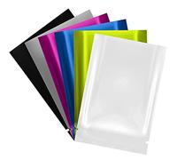 Belle Vous Bolsas Reutilizables Variadas Parte Superior Abierta (Pack de 200) - Mylar 9 x 6 cm - Aluminio Planas - Se Sellan Con Calor, A Prueba de Olor Para Alimentos, Café, Té y Más