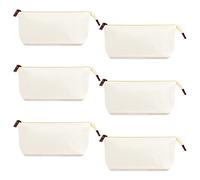 Belle Vous Bolsas Tela Blancas para Maquillaje con Cremallera (Pack de 6) Estuche Tela Grande para Hombres y Mujeres - Neceser Maquillaje para Viajes, Cosméticos, Monedas, Accesorios, Manualidades