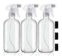 Belle Vous Bote Spray Pulverizador Vidrio Transparente Vacío y Rellenable (Pack de 3) Pulverizador Agua 250 ml - Gatillo Duradero - 2 Ajustes de Chorro - Producto de Limpieza, Aceites Esenciales