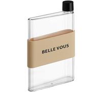 BELLE VOUS Botella Agua Plana Plástico Portátil - 480 ml - Botella Agua Transparente Libre de BPA - Reutilizable para Deportes, Viajes, Acampadas y Escuela - Cabe en Cualquier Bolsa