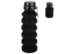 BELLE VOUS Botella Plegable de 500 ml - Vaso de Silicona Negro Antigoteo sin BPA - Taza Portátil Reutilizable para Viaje de Camping Senderismo Gimnasio y Trail Running