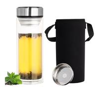 Belle Vous Botella Termo de Doble Pared - Garrafa Termica de Cristal de 900 ml con Tapa Filtro y Funda - Botellas de Vidrio para Agua Infusiones Cafe Te Mate Cold Brew y Más