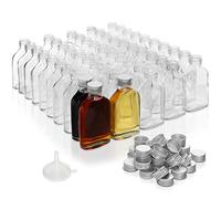 Belle Vous Botellitas de Cristal Pequeñas 100 ml - Petacas con Tapas Plateadas a Rosca y Embudo (Pack de 50) Mini Botellas de Licor Bodas y Fiestas - Alcohol, Whisky, Tragos y Bebidas Espirituosas