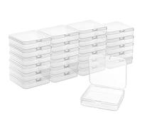BELLE VOUS Caja Plastico Almacenaje Transparente con Tapa de Bisagra (Pack de 24) 7,2 x 6,3 x 1,7 cm - Caja Organizadora Plastico - Mini Recipiente Pastillas, Cuentas, Joyas, Artículos Manualidades