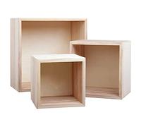 BELLE VOUS Cajas de Madera Sin Acabado (Set de 3) Caja Madera Decorativa Pequeña, Mediana y Grande - Cajas Apilables para Joyas, Suculentas, Suministros Manualidades, Pasatiempos