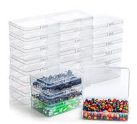 BELLE VOUS Cajas Organizadoras con Tapa de Bisagra (Pack de 24) Caja Almacenaje de Plástico Transparente - 11,5 x 8,5 x 2,8 cm - Cajas para Pastillas, Joyas y Artículos de Manualidades