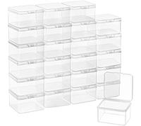 BELLE VOUS Cajas Organizadoras con Tapa de Bisagra (Pack de 24) Caja Almacenaje de Plástico Transparente - 6,2 x 6,2 x 4 cm - Cajas para Pastillas, Abalorios, Joyas y Artículos de Manualidades