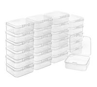 BELLE VOUS Cajas Organizadoras con Tapa de Bisagra (Pack de 28) Caja Almacenaje Pequeña, Mediana y Grande de Plástico Transparente - Cajas Apilables para Pastillas, Joyas y Artículos de Manualidades
