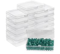 BELLE VOUS Cajas Plastico Pequeñas Transparentes con Tapa de Bisagra (Pack de 12) 11,2 x 8,3 x 2,8 cm - Caja Organizadora Plastico - Mini Recipiente Pastillas, Cuentas, Joyas, Artículos Manualidades