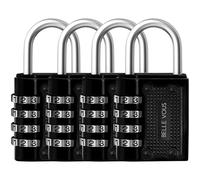 Belle Vous Candado de Combinación Negro 4 Dígitos (Pack de 4) - 4,8 cm x 4 cm x 1,6 cm - Candado Seguridad Resistente Impermeable Interior/Exterior Taquilla Gimnasio, Escuela, Portones, Vallas