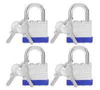 Belle Vous Candado Laminado Resistente de Acero con 2 Llaves (Pack de 4) Candado de Seguridad Grillete 6 mm - 6,4 x 4,2 x 2,4 cm - Candado Exterior/Interior para Almacenaje y Casillero