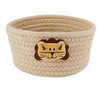 Belle Vous Cesto Tejido Pequeño - 19 x 9,5 cm - Cesta Organizadora de Almacenaje de Cuerda de Algodón para Ropa, Juguetes de Gato y Perro - Decorativo Estanterías Habitaciones Niños - Diseño de Gato