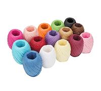 Belle Vous - Cinta de hilo de rafia (18 m por rollo, 15 colores, 15 colores, para embalaje de regalo, decoración, ramos de flores, tejidos, artes y artesanías, 15 unidades)