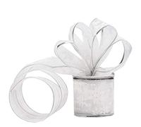 Belle Vous Cinta Organza Plateada Navidad 10 m x 6,3 cm de Ancho Cinta de Navidad Alambre Purpurina Copos de Nieve - Decoración Árbol de Navidad - Cinta Organza Plateada Envolver Regalos, Manualidades