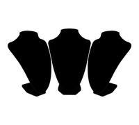 BELLE VOUS Colgador Collares Terciopelo Negro Busto para Collares (Pack de 3) - Mide 8,5 x 8,5 x 23 cm - Maniquí Organizador Collares para Gargantillas, Colgantes, Cadenas y Collares