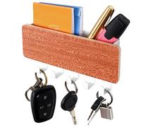 BELLE VOUS Colgador Llaves Pared Magnético 18 x 9,7 cm - Cuelga Llaves de Pared con 5 Ganchos y Bandeja - Porta Llaves con Bandeja para Correo - Entradas, Oficina en el Hogar o Cocina