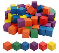 Belle Vous Cubos de Madera de Colores (Pack de 100) 2,5 x 2,5 cm - Cubos Madera Natural 6 Colores - Bloques para Manualidades, Hacer Puzzles - Regalo Educativo, Matemáticas para Niños